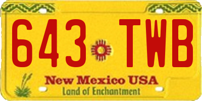 NM license plate 643TWB