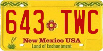 NM license plate 643TWC