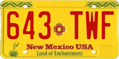 NM license plate 643TWF