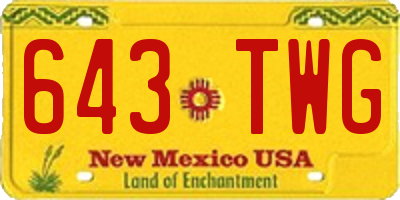 NM license plate 643TWG