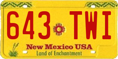 NM license plate 643TWI