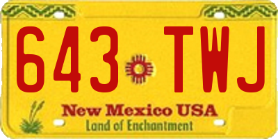 NM license plate 643TWJ