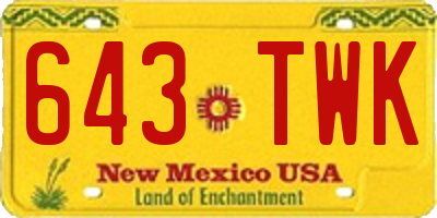 NM license plate 643TWK