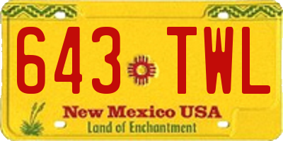 NM license plate 643TWL