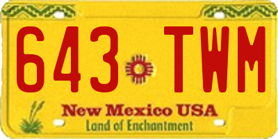 NM license plate 643TWM