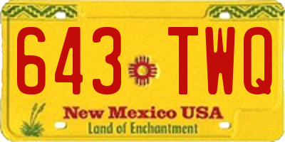 NM license plate 643TWQ
