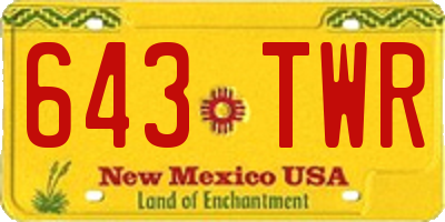 NM license plate 643TWR
