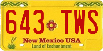 NM license plate 643TWS