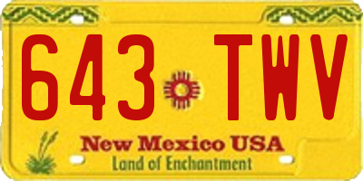 NM license plate 643TWV