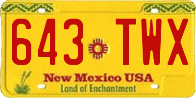 NM license plate 643TWX