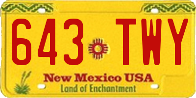 NM license plate 643TWY
