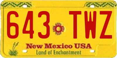 NM license plate 643TWZ