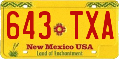 NM license plate 643TXA