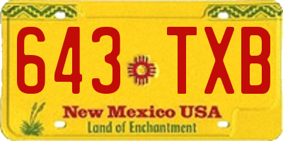 NM license plate 643TXB