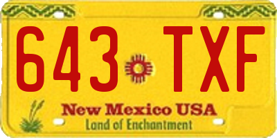NM license plate 643TXF