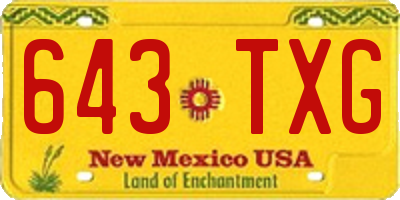 NM license plate 643TXG