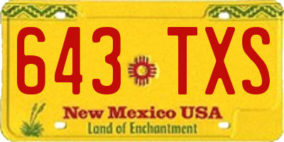 NM license plate 643TXS