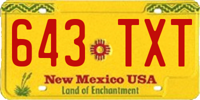 NM license plate 643TXT