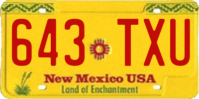NM license plate 643TXU