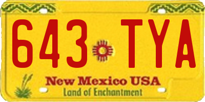 NM license plate 643TYA