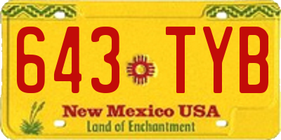 NM license plate 643TYB