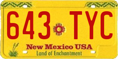 NM license plate 643TYC