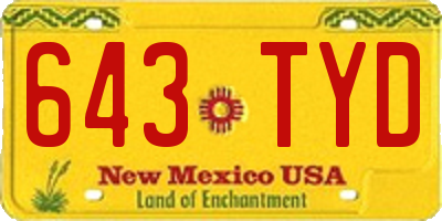 NM license plate 643TYD