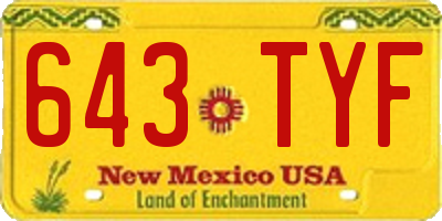NM license plate 643TYF