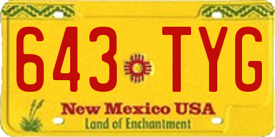NM license plate 643TYG