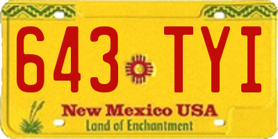 NM license plate 643TYI