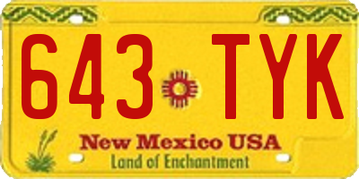 NM license plate 643TYK