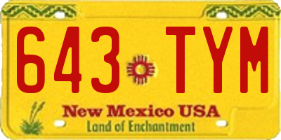 NM license plate 643TYM