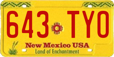 NM license plate 643TYO