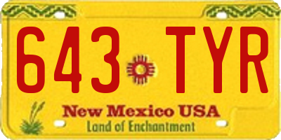 NM license plate 643TYR