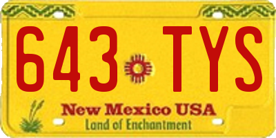 NM license plate 643TYS