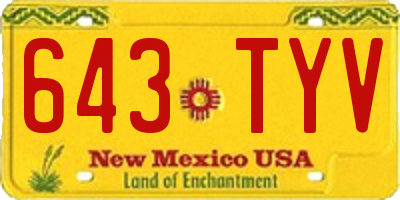 NM license plate 643TYV