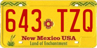 NM license plate 643TZQ