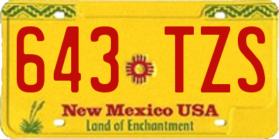 NM license plate 643TZS