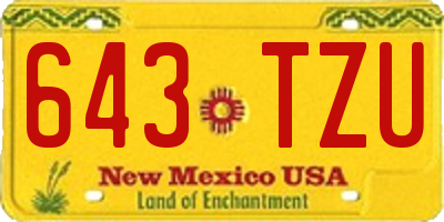 NM license plate 643TZU