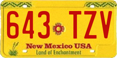 NM license plate 643TZV