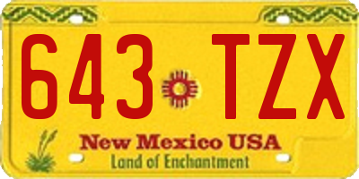 NM license plate 643TZX