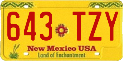 NM license plate 643TZY