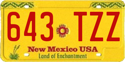 NM license plate 643TZZ