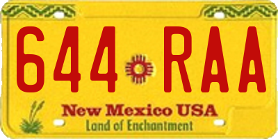 NM license plate 644RAA