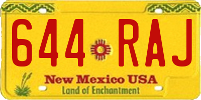 NM license plate 644RAJ