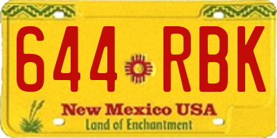 NM license plate 644RBK
