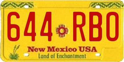 NM license plate 644RBO