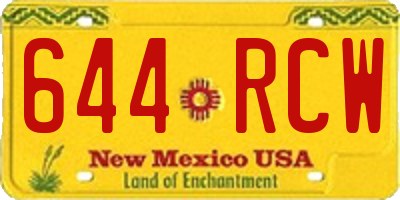 NM license plate 644RCW