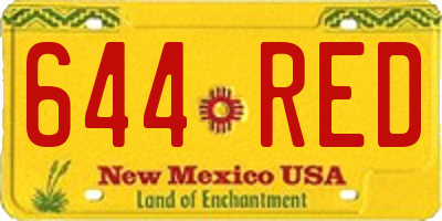 NM license plate 644RED