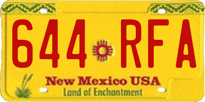 NM license plate 644RFA